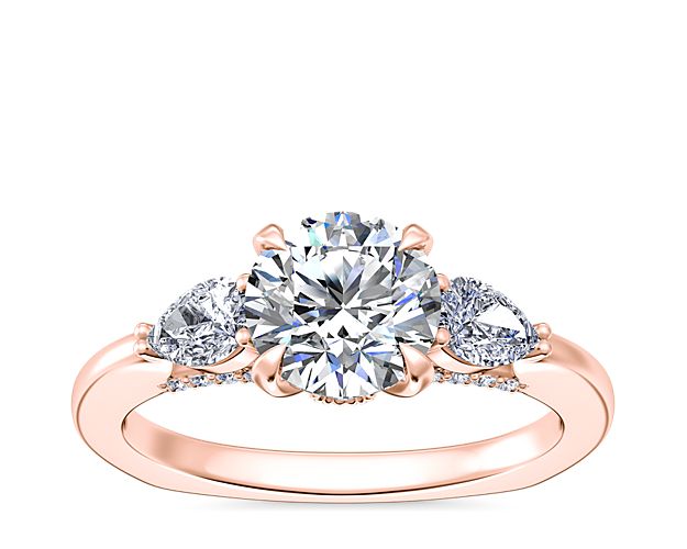 Bella Vaughan Pear Three Stone Engagement Ring in 18k Rose Gold (3/8 ct. tw.)