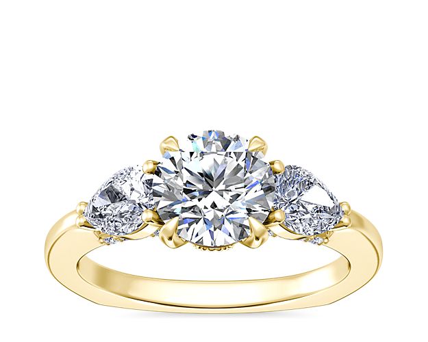Bella Vaughan Pear Three Stone Engagement Ring in 18k Yellow Gold (5/8 ct. tw.)