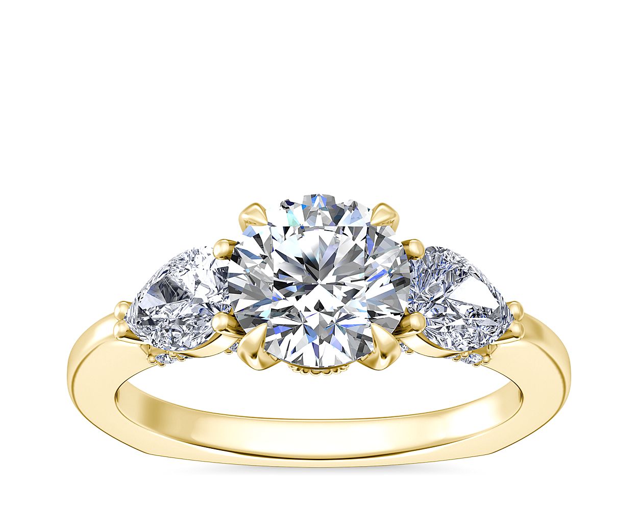Bella Vaughan Pear Three Stone Engagement Ring in 18k Yellow Gold (5/8 ...