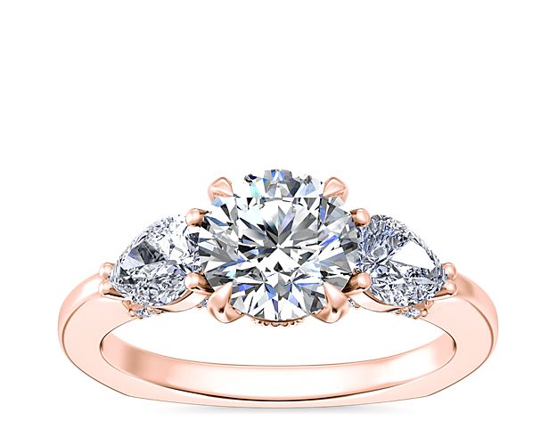 Bella Vaughan Pear Three Stone Engagement Ring in 18k Rose Gold (5/8 ct. tw.)