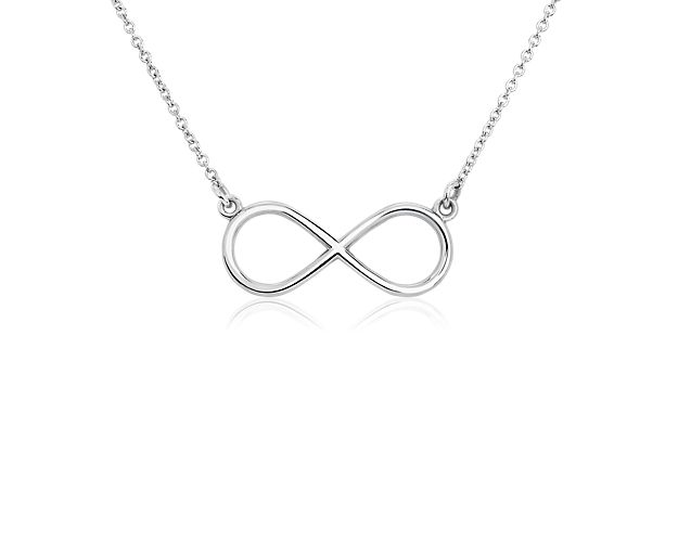 A classic symbol of lasting love, this infinity necklace is crafted in enduring platinum and is stationed on a matching 16-inch cable chain for a beautiful everyday look.