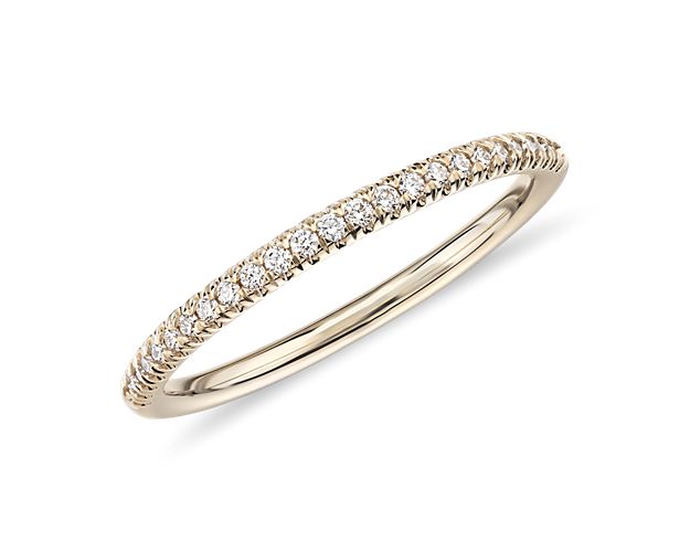 Accentuate the moment with this beautiful diamond ring, showcasing micropavé round diamonds set in 14k yellow gold.