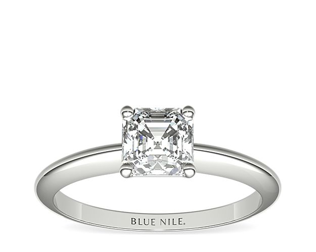 Let your diamond shine brilliantly in this classic platinum four-prong solitaire engagement ring. The slim silhouette and polished finish exemplify timeless style. Select from a variety of diamond shapes to create the perfect classic solitaire engagement ring for you.