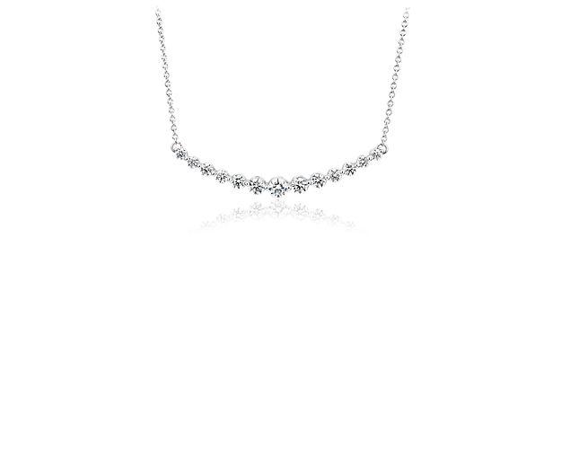 Thirteen sparkling diamonds curve gently to form this elegant necklace.  Diamonds graduate in size, with the largest in the center. Two carats total diamond weight.