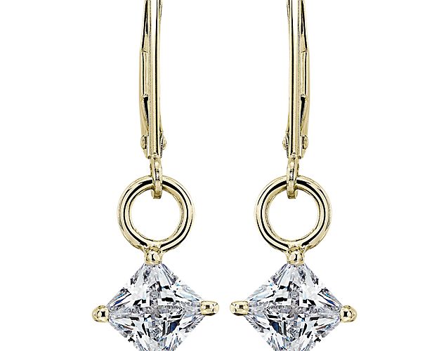 Enduring in design, these dangle earring settings are crafted in 14k yellow gold and are perfect to complement your choice of diamonds.