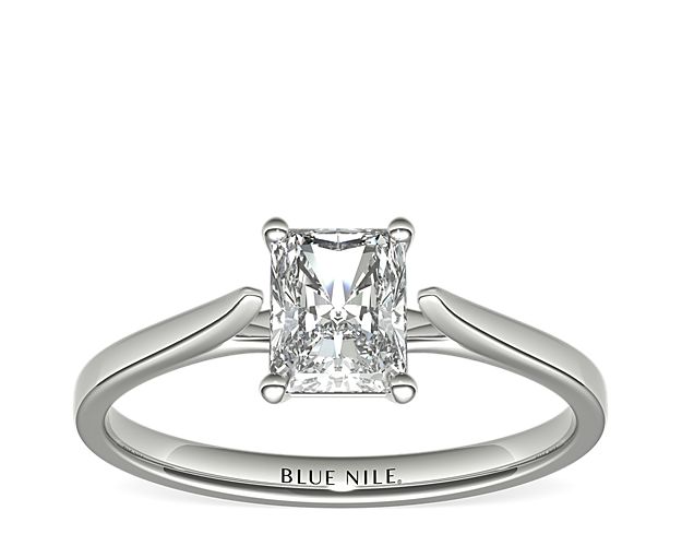 Petite Cathedral Solitaire Engagement Ring in 14k White Gold