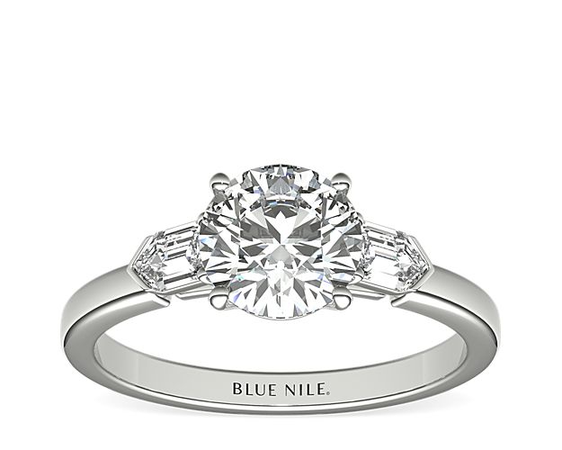 Tapered Bullet Diamond Engagement Ring in Platinum