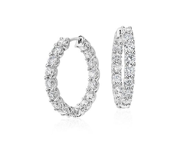 Diamond Eternity Hoop Earrings in 18k White Gold (4 1/2 ct. tw.)