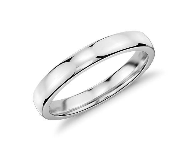 Low Dome Comfort Fit Wedding Ring in 18k White Gold (3mm)