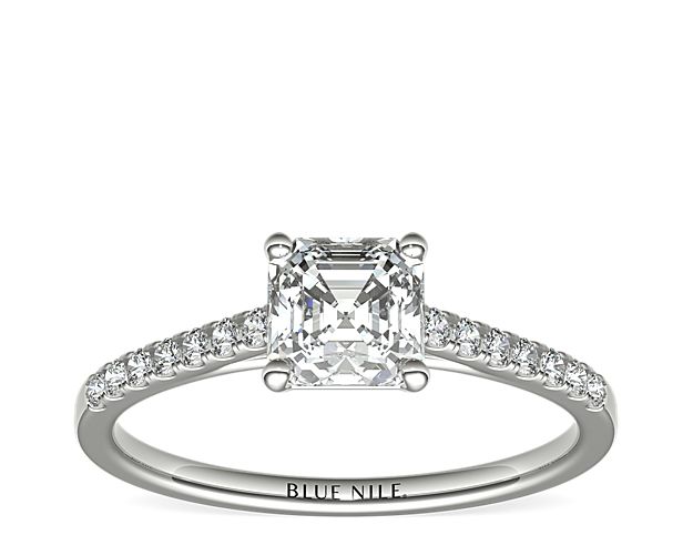 Petite Cathedral Pavé Diamond Engagement Ring in Platinum (1/6 ct. tw.)