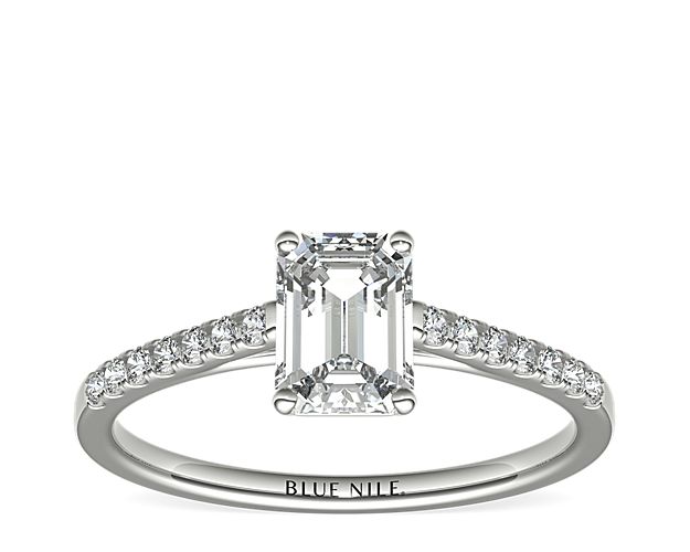 Petite Cathedral Pavé Diamond Engagement Ring in Platinum (1/6 ct. tw.)
