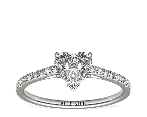 Petite Cathedral Pavé Diamond Engagement Ring in Platinum (1/6 ct. tw.)
