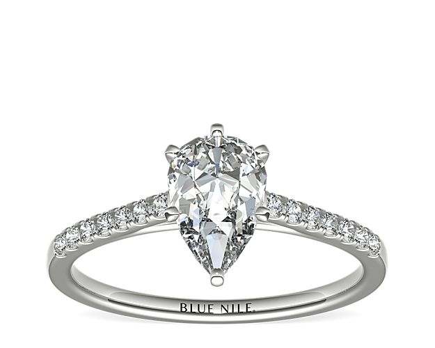Petite Cathedral Pavé Diamond Engagement Ring in Platinum (1/6 ct. tw.)