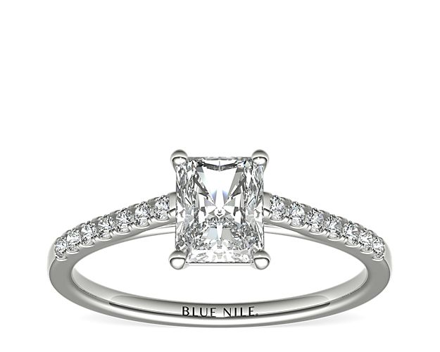 Petite Cathedral Pavé Diamond Engagement Ring in Platinum (1/6 ct. tw.)