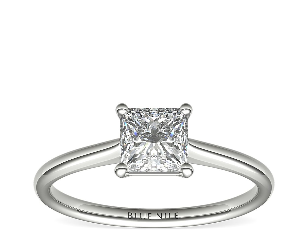 Petite Solitaire Engagement Ring in Platinum 1.01 Carat G-VVS1 Princess Cut Diamond