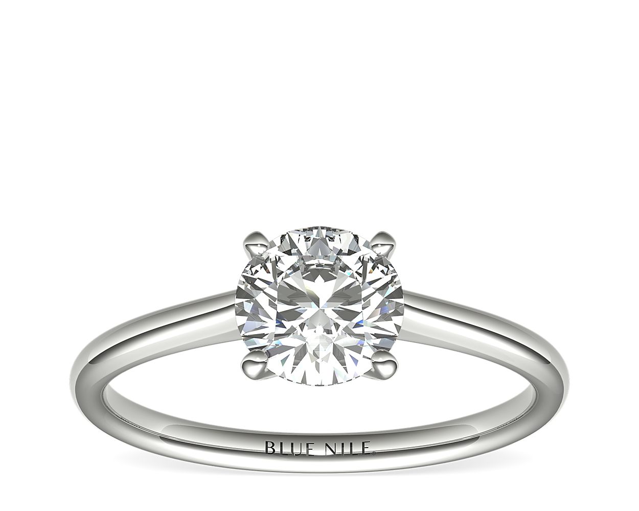 Petite Solitaire Engagement Ring in Platinum 1.10 Carat H-VS1 Excellent Cut Round Diamond