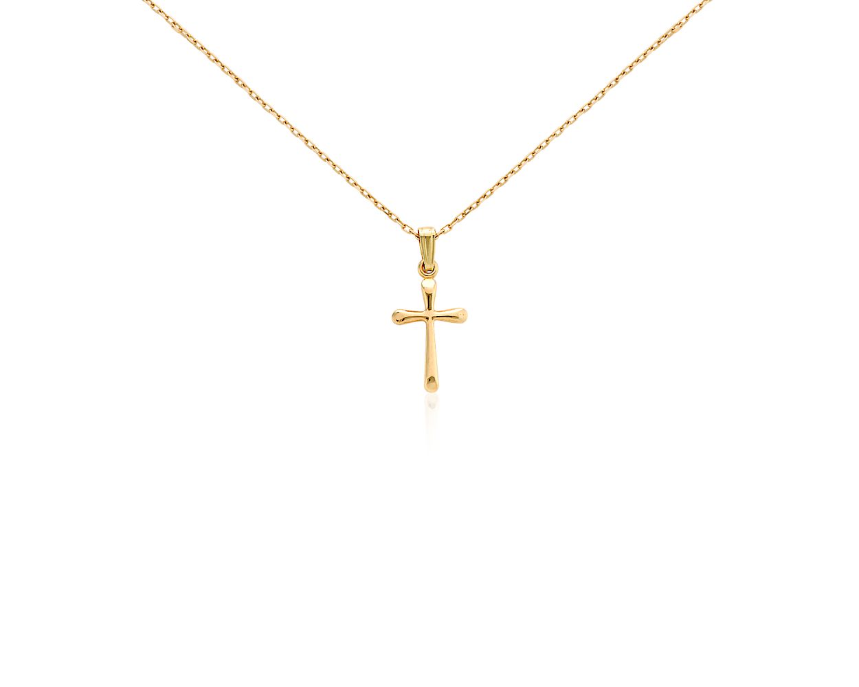 Beautifully Beveled Cross, Children's Necklace for Boys - 14K White Gold