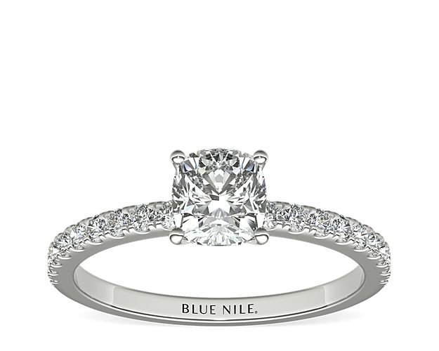 Petite Pavé Diamond Engagement Ring in 14k White Gold (1/4 ct. tw.)
