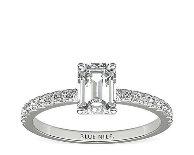 Petite Pavé Diamond Engagement Ring in 14k White Gold (1/4 ct. tw.)