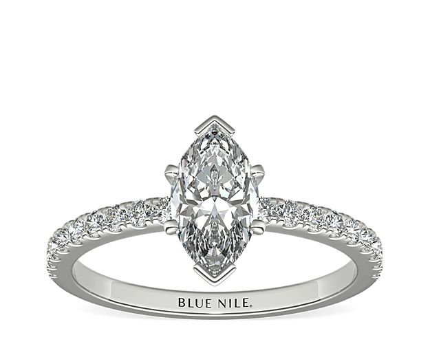 Petite Pavé Diamond Engagement Ring in 14k White Gold (1/4 ct. tw.)