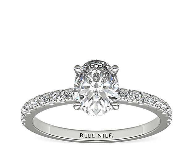Petite Pavé Diamond Engagement Ring in 14k White Gold (1/4 ct. tw.)
