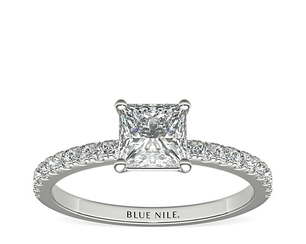 Petite Pavé Diamond Engagement Ring in 14k White Gold (1/4 ct. tw.)