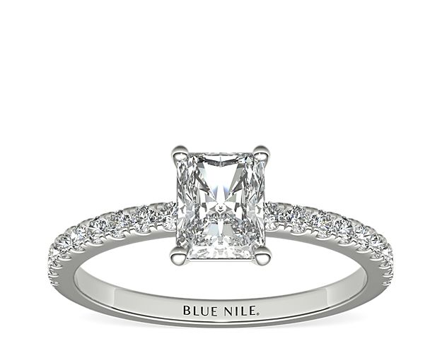 Petite Pavé Diamond Engagement Ring in 14k White Gold (1/4 ct. tw.)