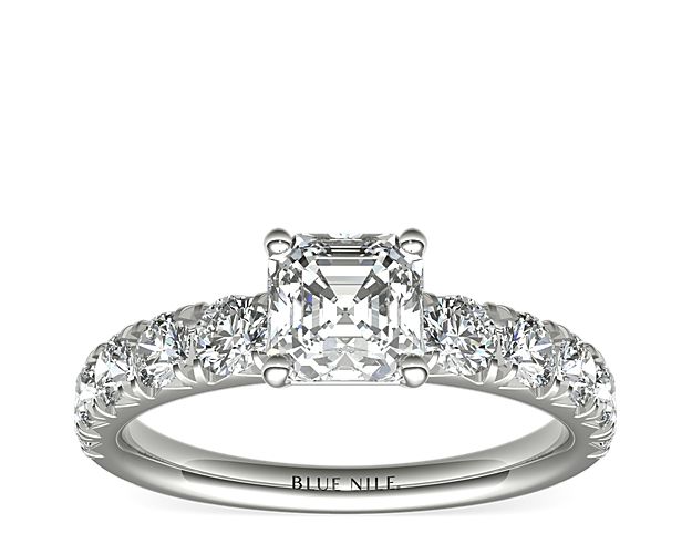 French Pavé Diamond Engagement Ring in Platinum (1 ct. tw.)