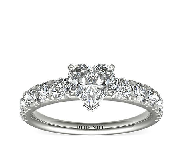 French Pavé Diamond Engagement Ring in Platinum (1 ct. tw.)