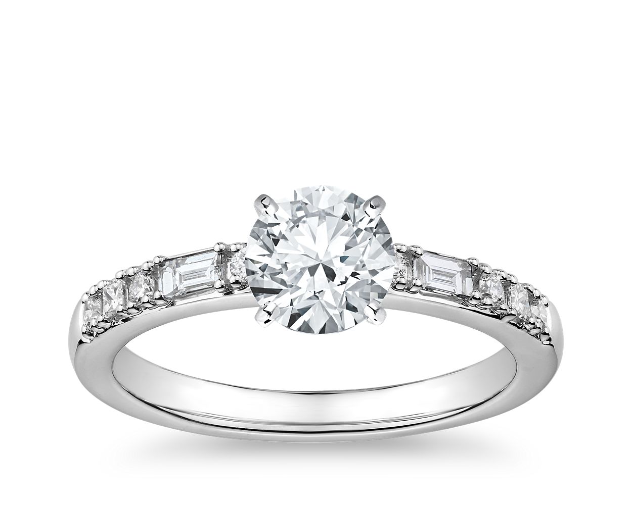 Dot Dash Diamond Engagement Ring in 14k White Gold (1/5 ct. tw.)