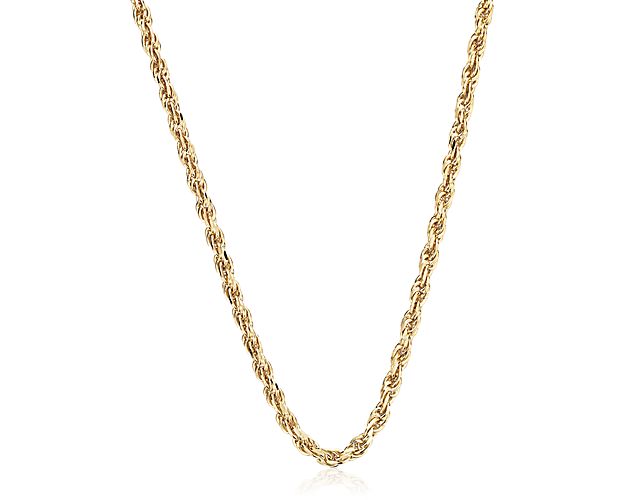 This finely made 14k yellow gold 24" rope chain is perfect to use with pendants or worn on its own.