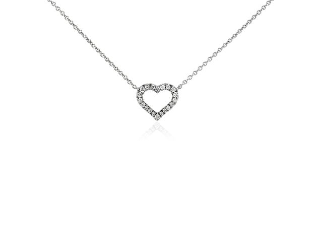 Mini Heart Diamond Pendant in 14k White Gold (1/10 ct. tw.)