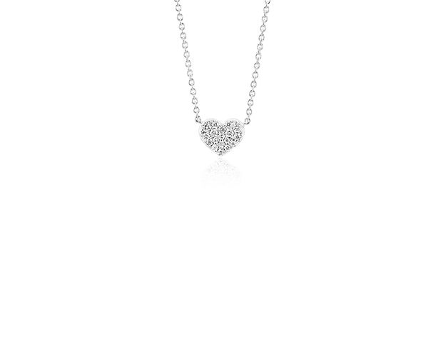 Diamond Small Heart Pendant 14K White Gold