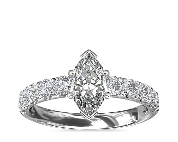 Riviera Pavé Diamond Engagement Ring in 14k White Gold (5/8 ct. tw.)