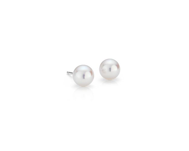 Our highest-quality Akoya cultured pearl stud earrings are mounted on 18k white gold posts, with push back closures for pierced ears.