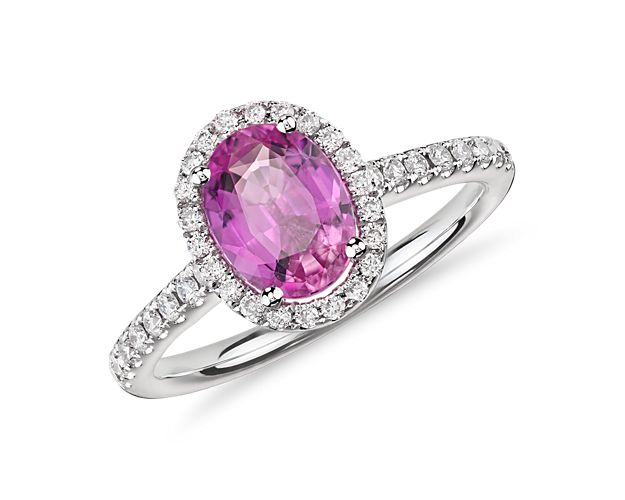 Pink sapphire ring in white gold