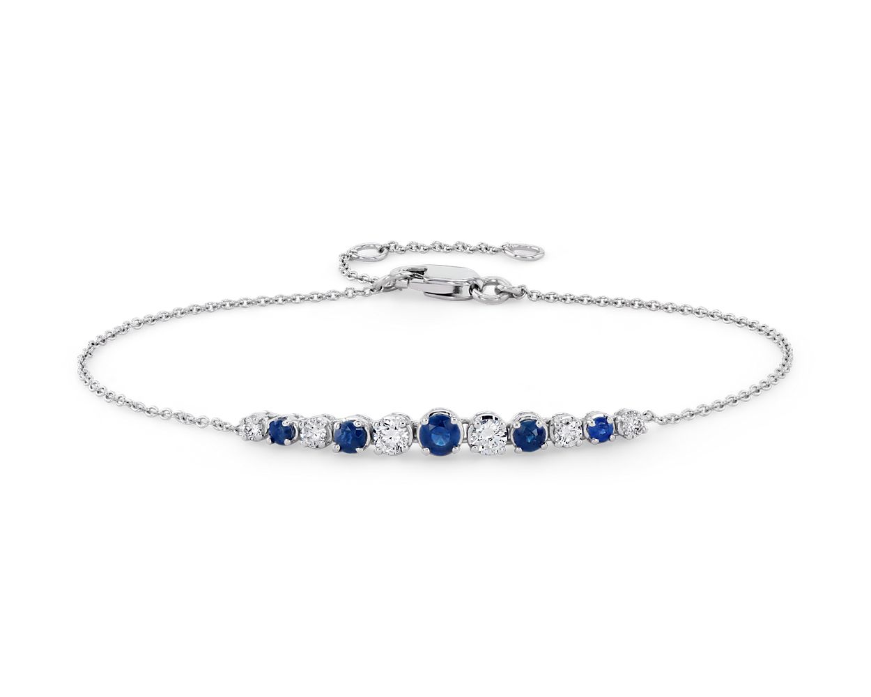 Sapphire & Diamond Channel Set 14K White Gold Bangle