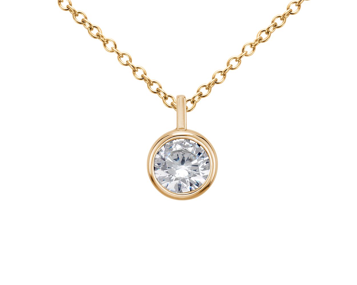 Bezel Solitaire Pendant Setting in 14k Yellow Gold
