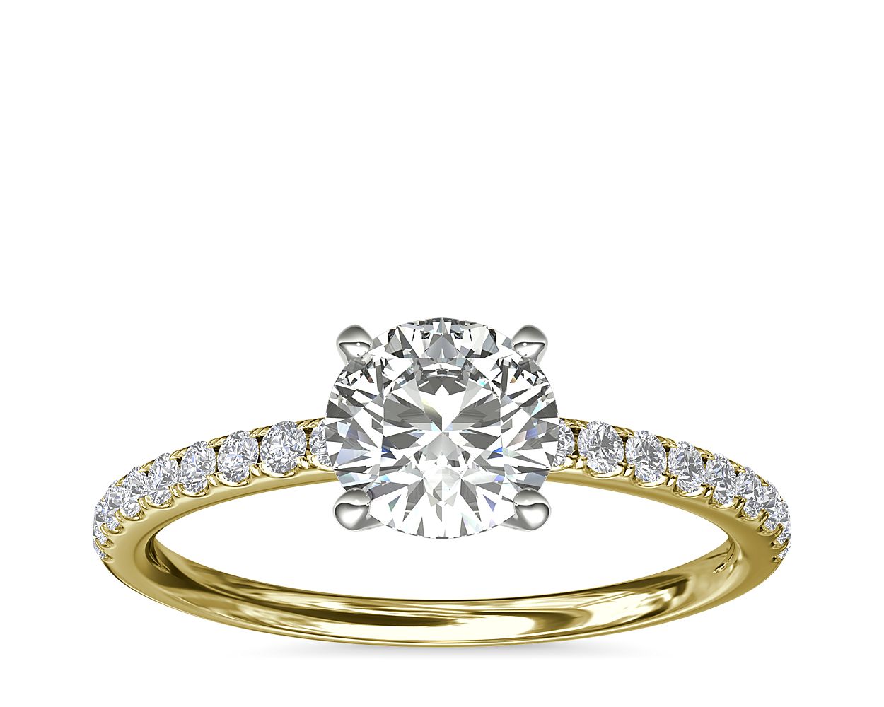 Riviera Pavé Diamond Engagement Ring in 18k Yellow Gold (1/6 ct. tw.)