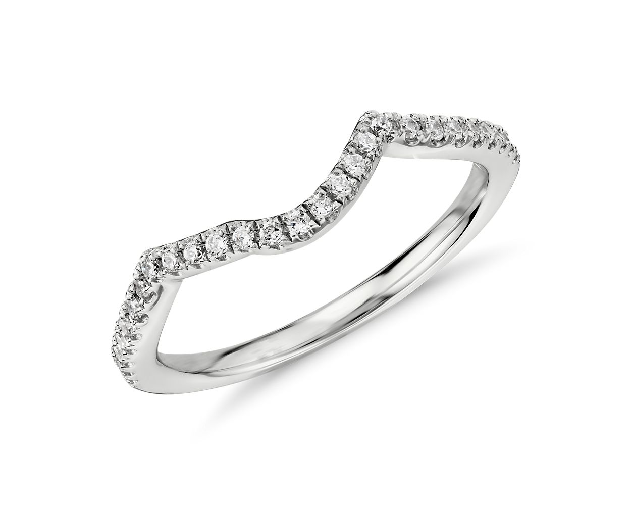 Twist Curved Diamond Ring in 14k White Gold (1/6 ct. tw.)