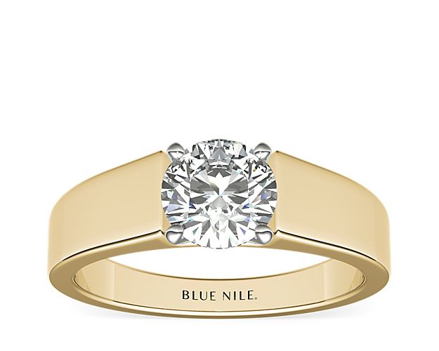 14k Yellow Gold Princess Cut Diamond & Diamond Baguette Wide Band Ring –  Exeter Jewelers
