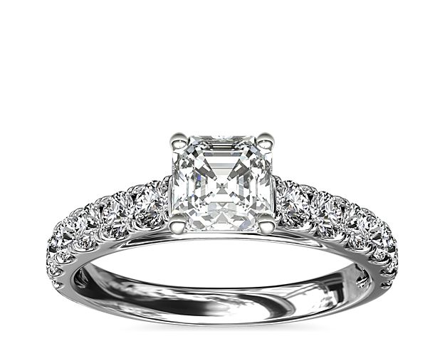 Riviera Cathedral Pavé Diamond Engagement Ring in 14k White Gold (1/2 ct. tw.)