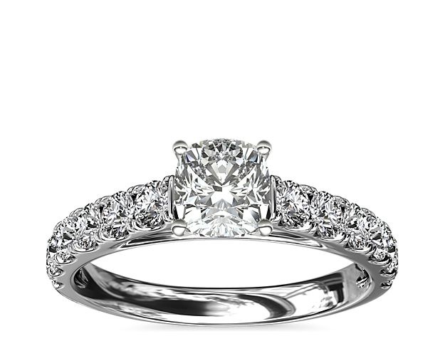 Riviera Cathedral Pavé Diamond Engagement Ring in 14k White Gold (1/2 ct. tw.)