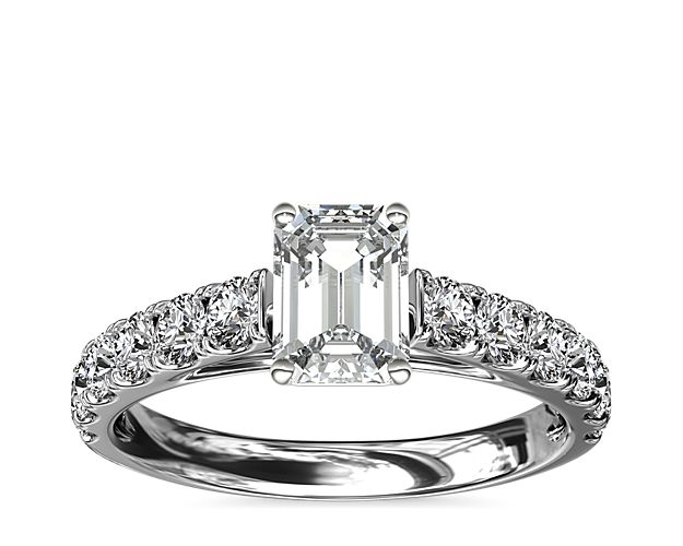 Riviera Cathedral Pavé Diamond Engagement Ring in 14k White Gold (1/2 ct. tw.)