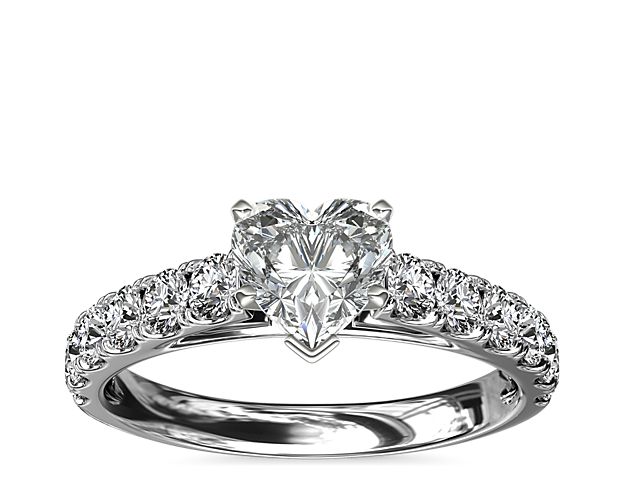 Riviera Cathedral Pavé Diamond Engagement Ring in 14k White Gold (1/2 ct. tw.)