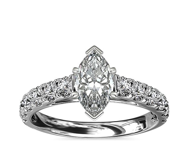Riviera Cathedral Pavé Diamond Engagement Ring in 14k White Gold (1/2 ct. tw.)