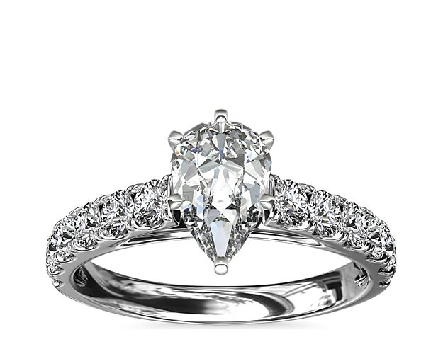 Riviera Cathedral Pavé Diamond Engagement Ring in 14k White Gold (1/2 ct. tw.)