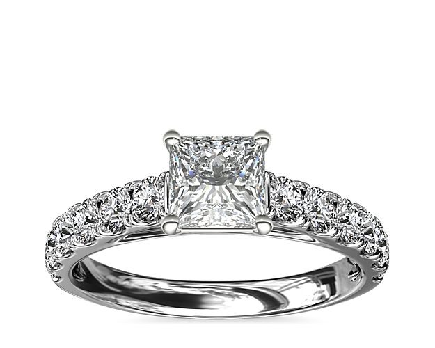 Riviera Cathedral Pavé Diamond Engagement Ring in 14k White Gold (1/2 ct. tw.)
