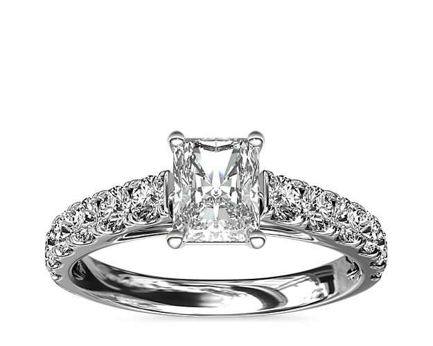 Riviera Cathedral Pavé Diamond Engagement Ring in 14k White Gold (1/2 ct. tw.)