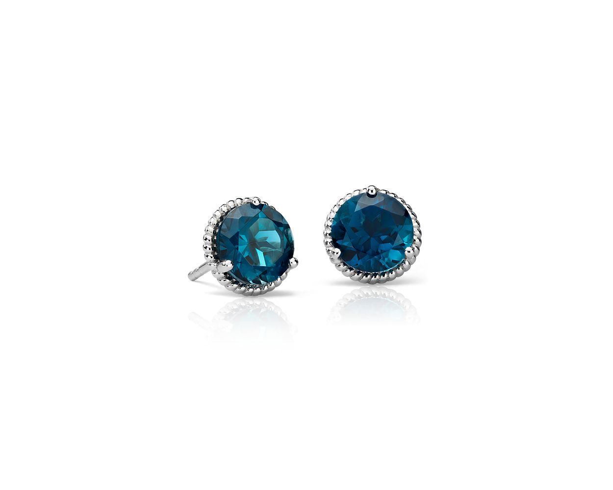 V3 Jewelry Sterling Silver Pear Cut Natural London Blue Topaz Stud Earrings main image 1